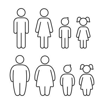 Fat people line icon figures