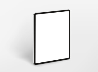 Modern tablet computer in perspective with blank screen. Realistic 3d vector illustration