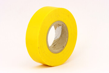 Colored electrical insulation tape on a white background. Space for text.