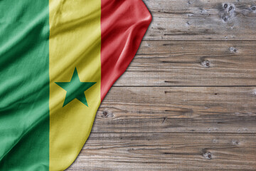 Wooden pattern old nature table board with Senegal flag