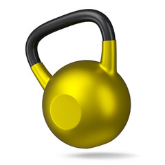 Naklejka na ściany i meble Heavy gym gold kettlebell for workout isolated on white background
