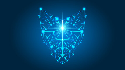 Low poly triangle line illustration. Wild animal. Fox or wolf or dog. © Михаил Соколов