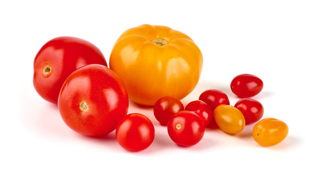 Fresh tomatoes, isolated on white background.
