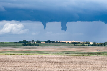 Two Funnel Clouds on the Alberta Prairie - obrazy, fototapety, plakaty