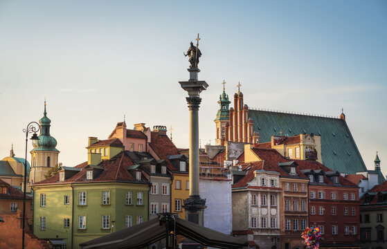 Castle Square And Sigismunds Column Erected In 1643 And Designed By Constantino Tencalla And Clemente Molli - Warsaw, Poland