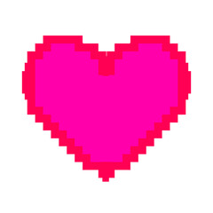 Pixel art. Pink heart on a white background. Valentine's Day.