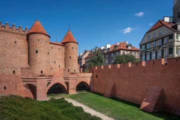 Fototapeta na wymiar Warsaw Barbican - fortification of the old citty walls - Warsaw, Poland