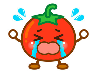 号泣するトマトのイラスト素材＿ベクター