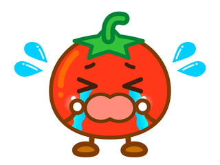 大泣きするトマトのイラスト素材＿ベクター