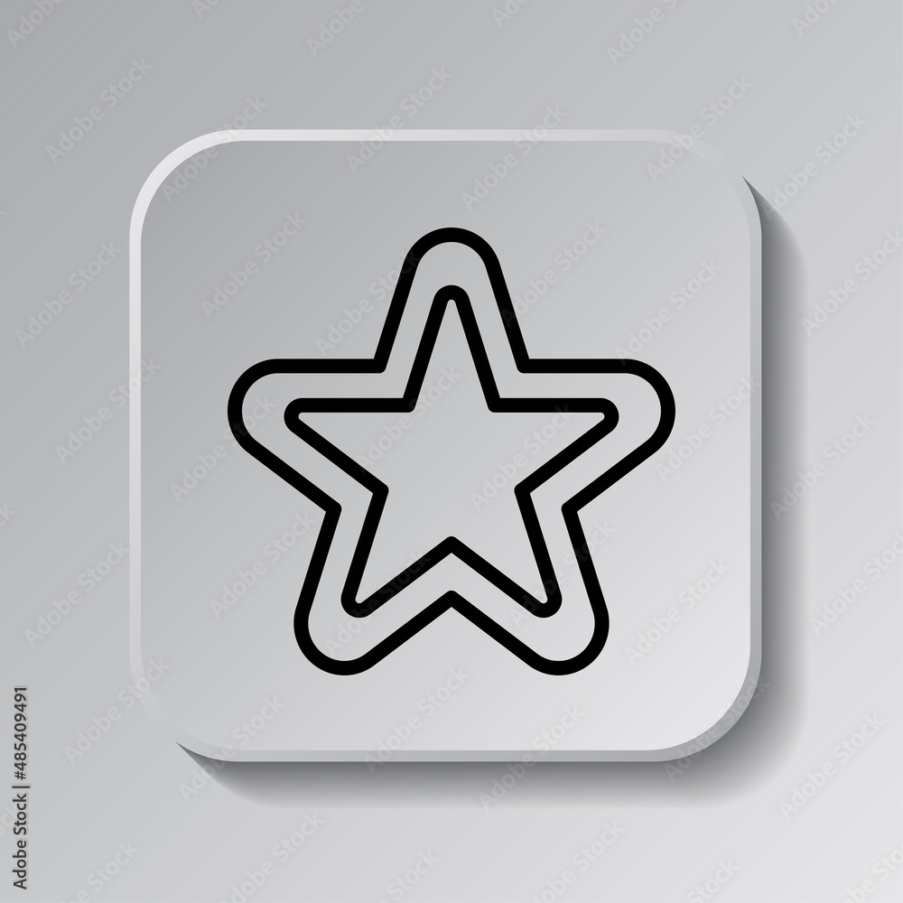 Poster double star simple icon. flat desing. black icon on square button with shadow. grey background.ai