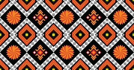 Geometric ethnic oriental ikat seamless pattern traditional Design ,carpet,wallpaper,clothing,wrapping,Batik,fabric,Vector illustration for background .embroidery style.