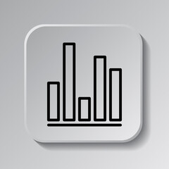 Obraz premium Graph, diagram simple icon. Flat desing. Black icon on square button with shadow. Grey background.ai