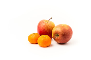 Apples and Oranges in a white background
