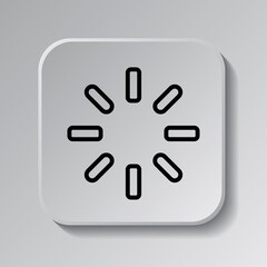 Loading simple icon vector. Flat desing. Black icon on square button with shadow. Grey background.ai