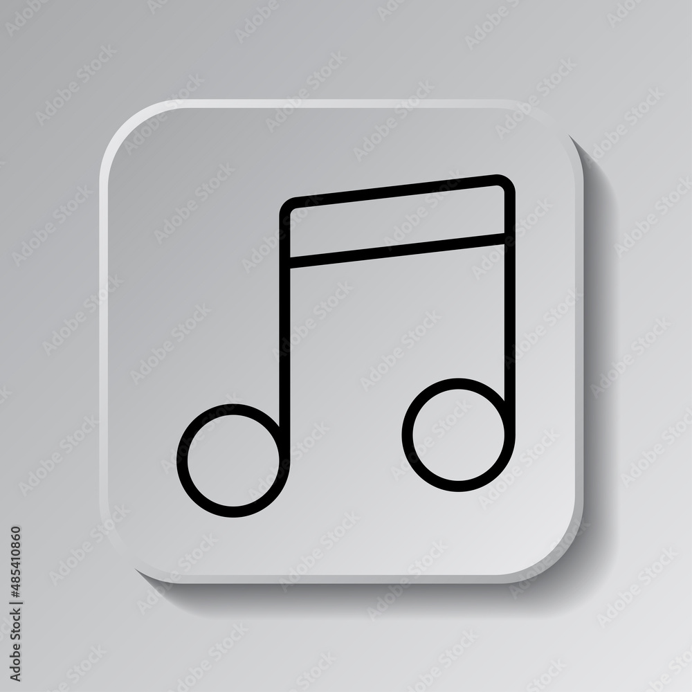 Poster musical simple icon vector. flat desing. black icon on square button with shadow. grey background.ai