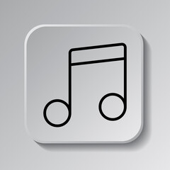 Musical simple icon vector. Flat desing. Black icon on square button with shadow. Grey background.ai