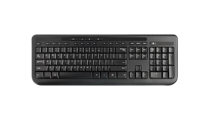 Top view of black computer keyboard isolated on white background