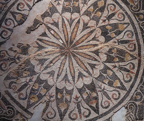 Mosaic floor from banqueting room (Triclineum) of a rich man's house in Al-Shatby quarter in Ancient Alexandria, Egypt