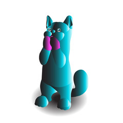Blue And Pink Cat In Praying Of Illustration 