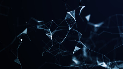 Network background triangles with dots and lines. Artificial intelligence. Big data technology .3d rendering.