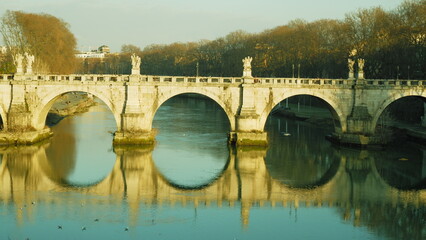 Fototapeta premium Saint Angel castle and bridge and Tiber river