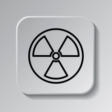 Radiation simple icon vector. Flat desing. Black icon on square button with shadow. Grey background.ai