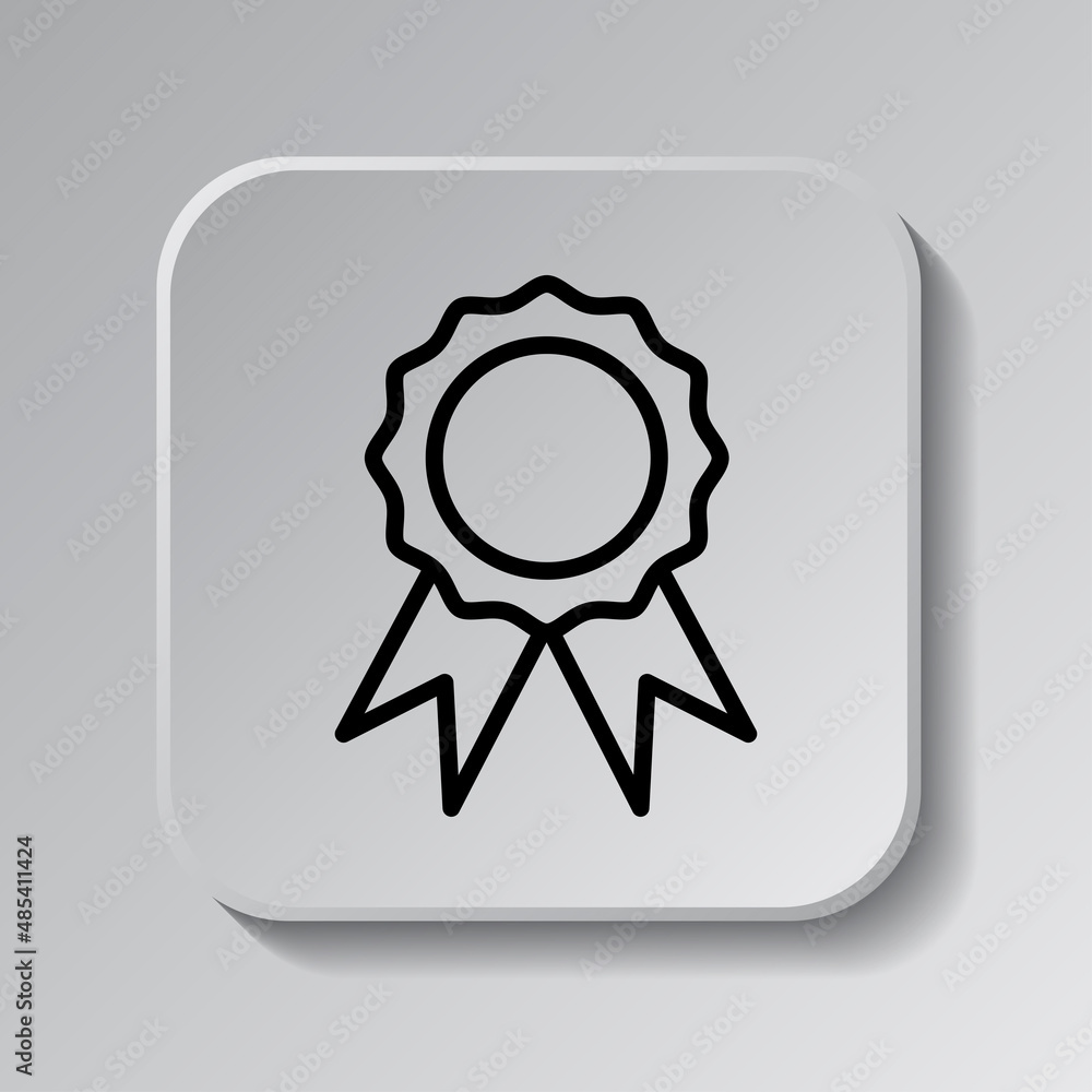 Poster rosette simple icon vector. flat desing. black icon on square button with shadow. grey background.ai