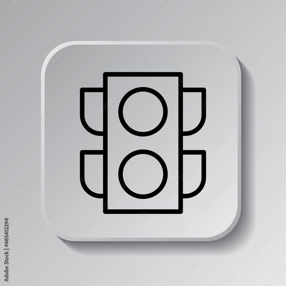 Aufkleber traffic light simple icon. flat desing. black icon on square button with shadow. grey background.ai