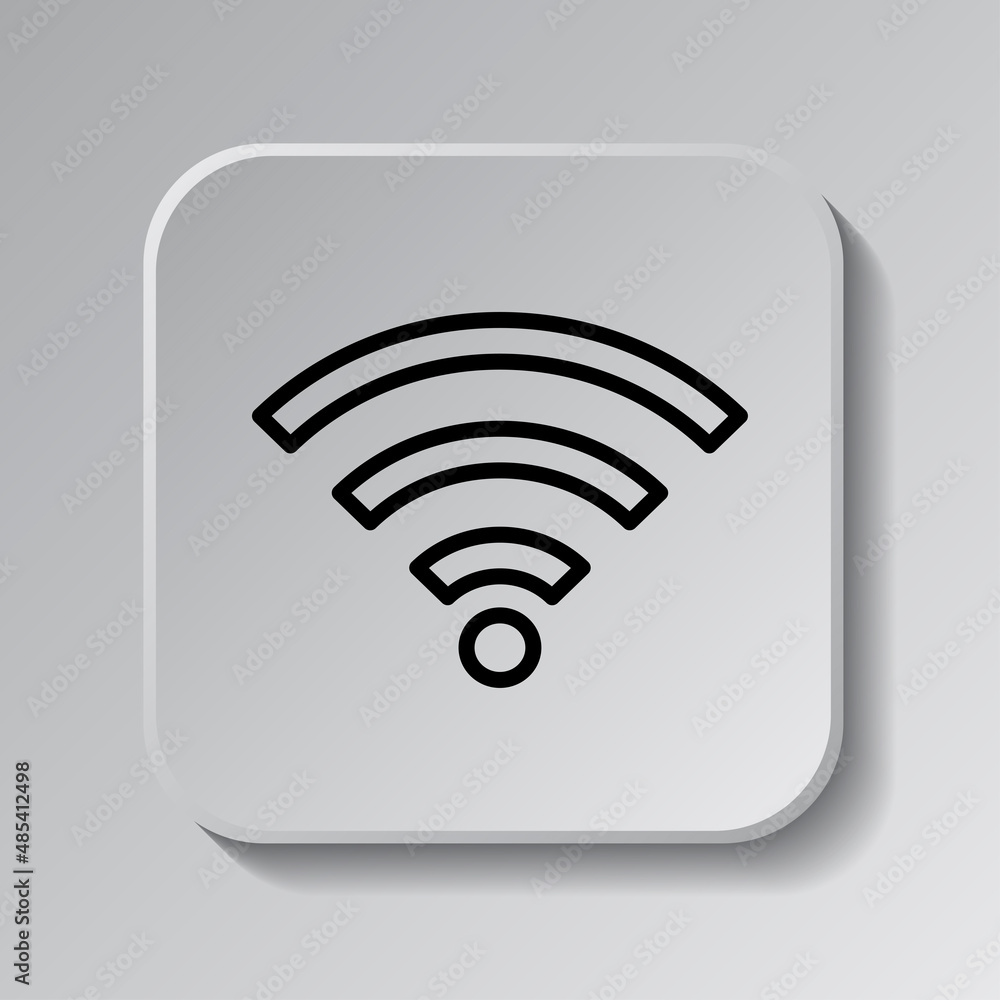 Poster wifi simple icon vector. flat desing. black icon on square button with shadow. grey background