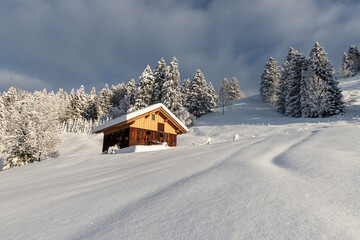 Hütte im Schnee