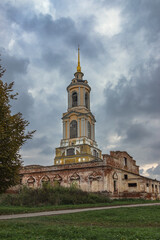 Bell tower and Saint Yevfrosiniya Church (1812) at Rizopolozhensky Monastery in the ancient Russian city of Suzdal