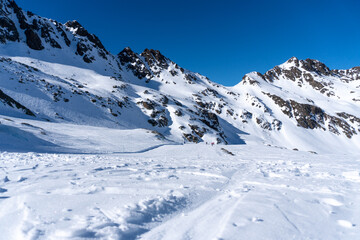 Fototapeta na wymiar View of a ski slope at the Ordino station