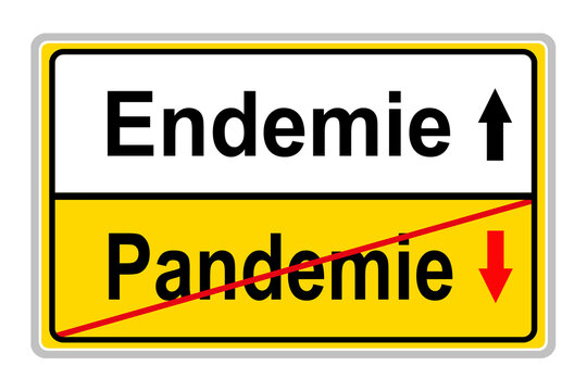 Deutsches Schild mit Pandemie und Endemie
