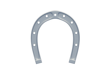 Silver horseshoe isolated on a white background. Symbol of luck and successful. 3d render