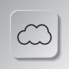 Cloud simple icon vector. Flat desing. Black icon on square button with shadow. Grey background.ai