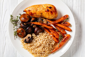 Grilled chicken breast, copy space