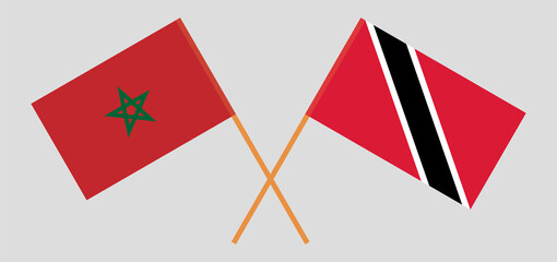 Crossed flags of Morocco and Trinidad and Tobago. Official colors. Correct proportion