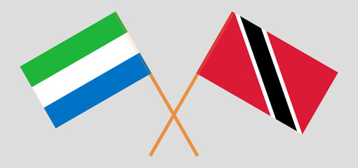 Fototapeta na wymiar Crossed flags of Sierra Leone and Trinidad and Tobago. Official colors. Correct proportion