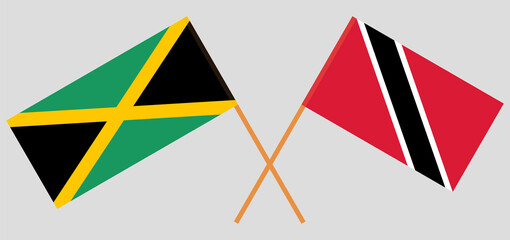 Crossed flags of Jamaica and Trinidad and Tobago. Official colors. Correct proportion
