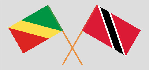 Crossed flags of Republic of the Congo and Trinidad and Tobago. Official colors. Correct proportion