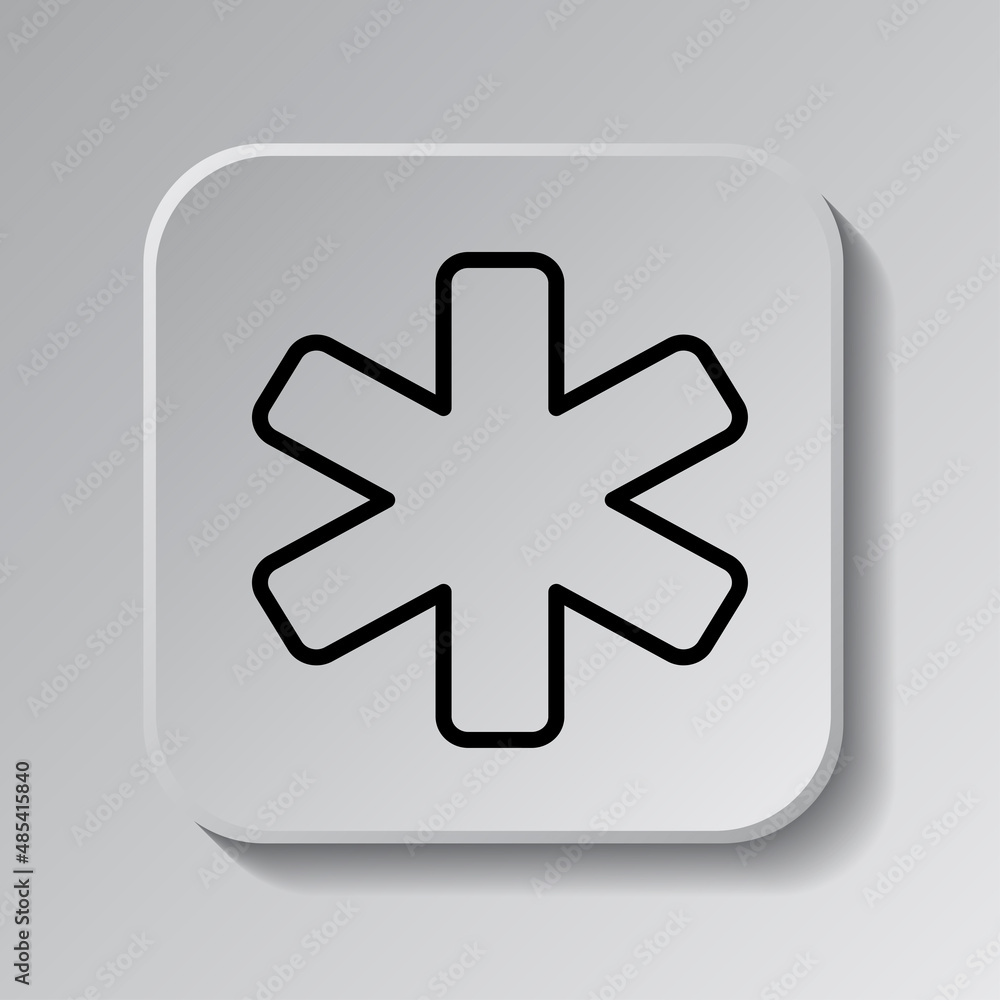 Poster medical symbol simple icon vector. flat desing. black icon on square button with shadow. grey backgr
