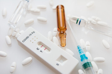 rapid test for infectious diseases on covid-19. Laboratory of Prevention and Treatment, positive test