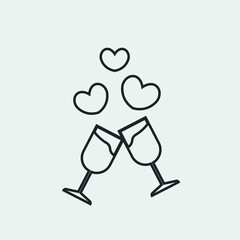 Valentine wine vector icon illustration sign 