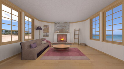 暖炉があるリビングルーム