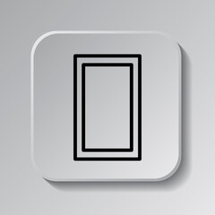 Number zero, numeral simple icon vector. Flat desing. Black icon on square button with shadow. Grey background.ai