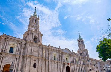 Fototapeta na wymiar Basilica Cathedral of Arequipa in Peru.