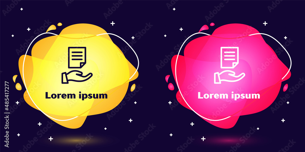 Poster set line house contract icon isolated on blue background. contract creation service, document format