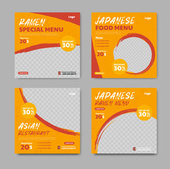 Japanese Ramen noodle template banner for social media