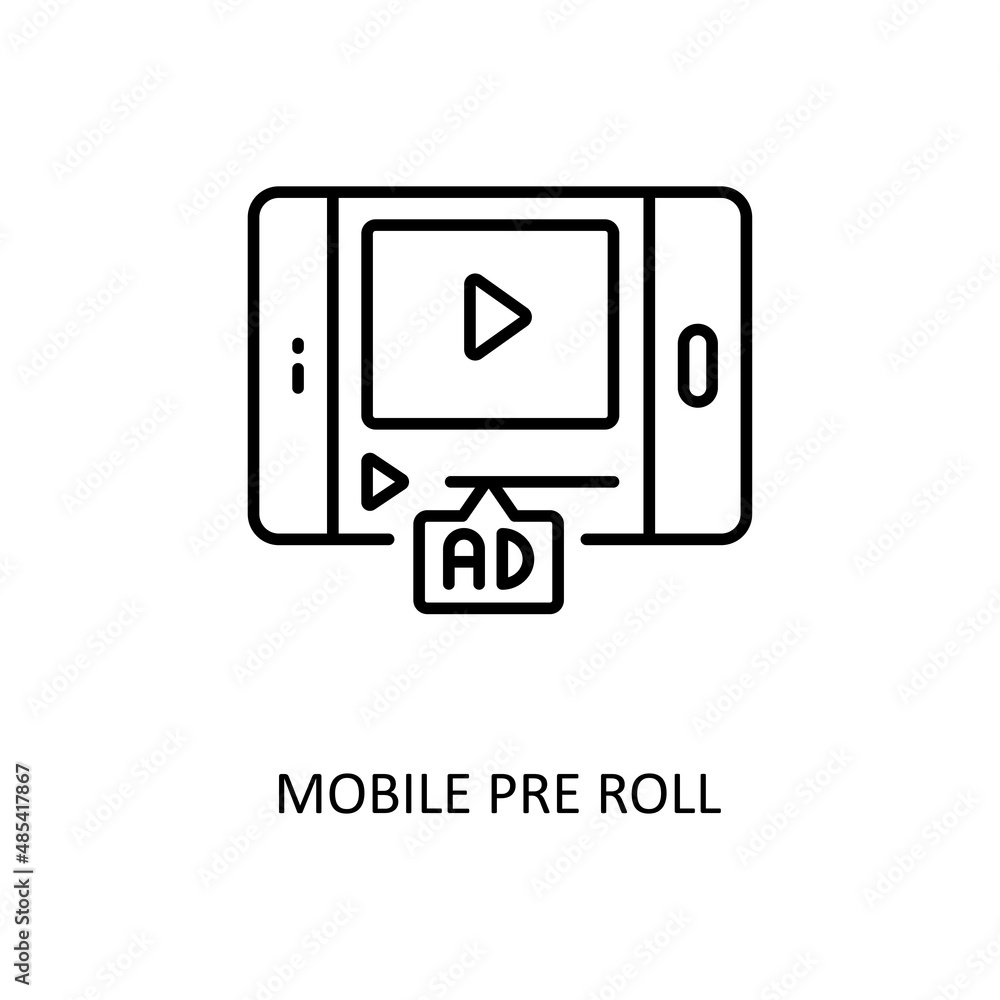 Poster mobile pre roll vector outline icons for your digital or print projects.