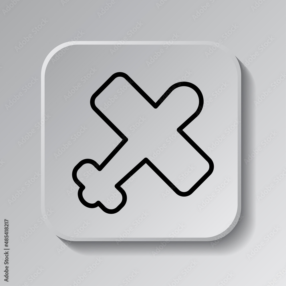 Poster aircraft simple icon, vector. flat desing. black icon on square button with shadow. grey background.